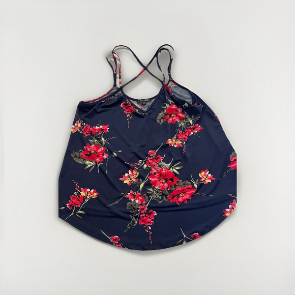 PaperMoon Petite Basins Cross back Navy Floral Swing Tank New With Tags Sz Small - Picture 2 of 9